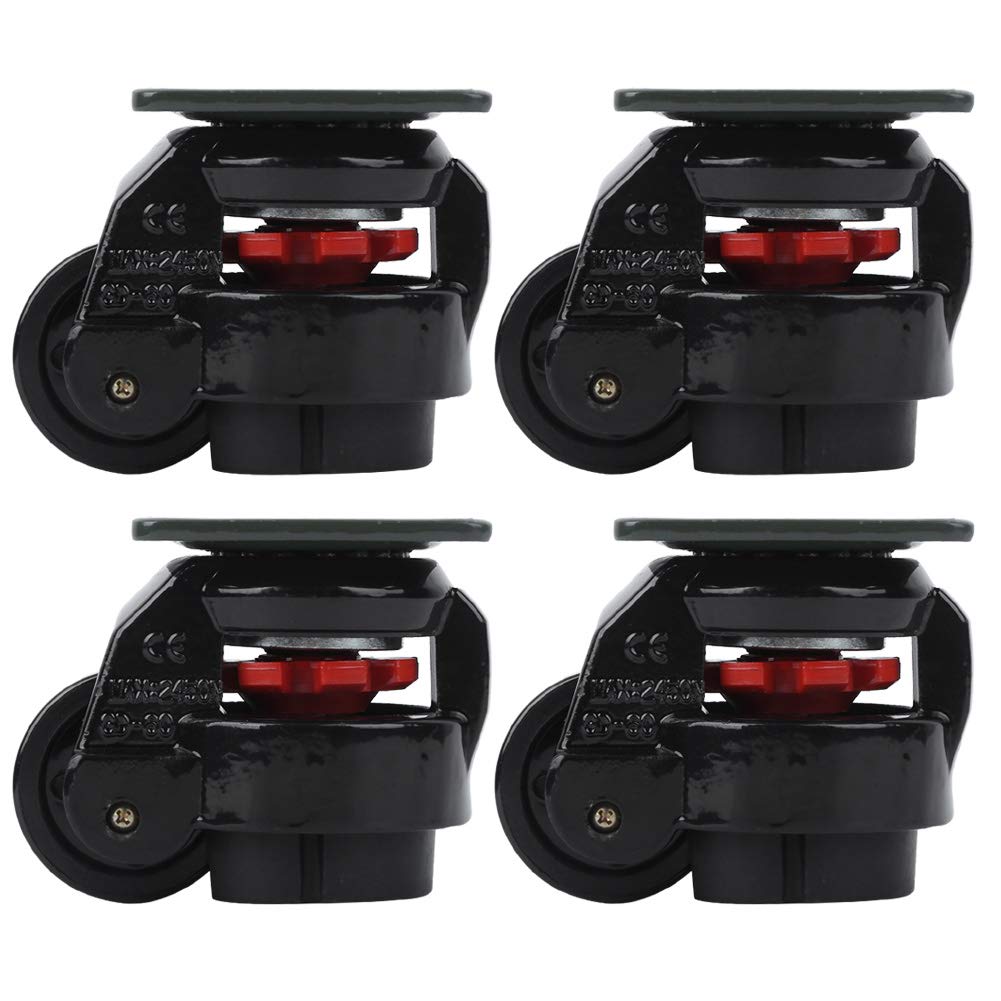 4pcs Heavy Duty Industrial Leveling Caster Wheels GD-60F - 500kg/1102.3lb Capacity - Adjustable Plate Casters for Machinery, Workbenches & Industrial Equipment