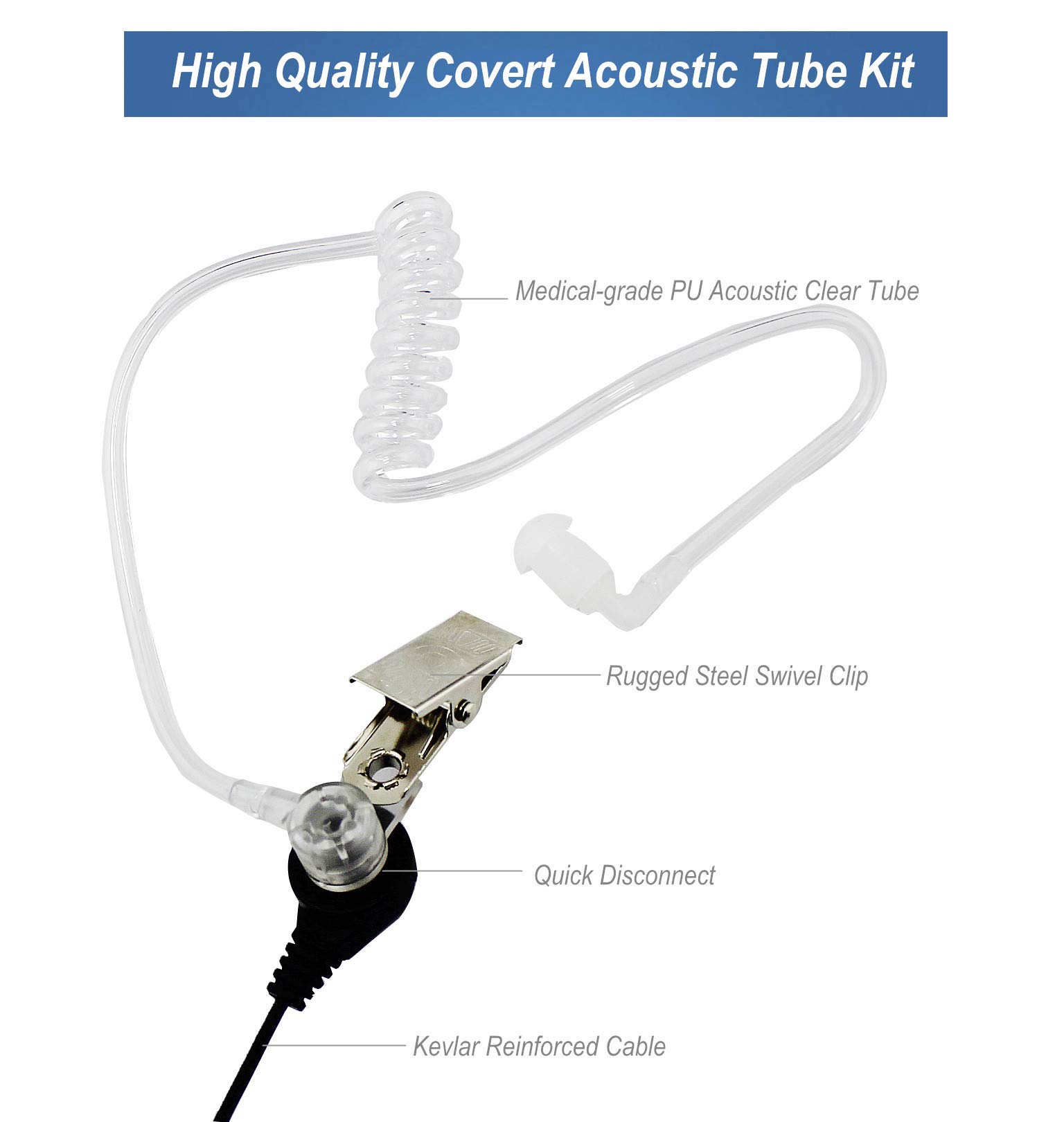 abcGoodefg 2-Pack Two Way Radio Earpiece Headset with PTT Mic - 2 Pin Covert Acoustic Tube Walkie Headset Compatible with Kenwood, Puxing, Wouxun, Baofeng Walkie Talkie, UV5R, 888S, Retevis - Ideal for Security, Construction, and Outdoor Adventures