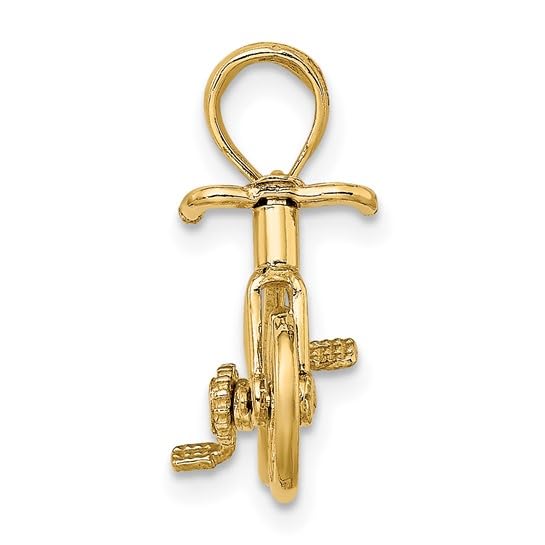 14K Yellow Gold Bicycle Charm Pendant with Moving Wheels - 3D Cycling Jewelry for Necklace, Gift for Cyclists & Bike Lovers - Perfect for Everyday Wear, Sports & Outdoor Activities
