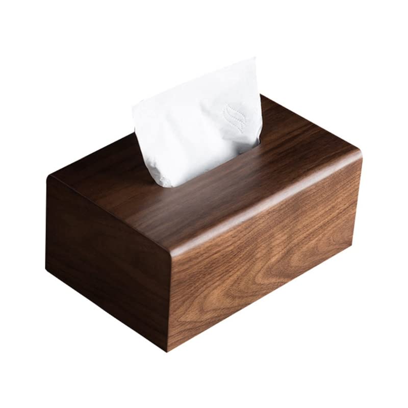 Luxury Walnut Wooden Tissue Box Cover with Removable Lid - Portable Brown Paper Holder & Napkin Dispenser for Home Decor, Office, and Bathroom Storage