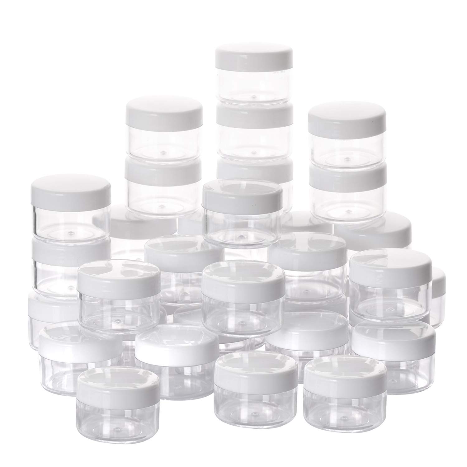 100-Pack 15g Empty Cosmetic Jars with Lids - Leak-Proof, Refillable Plastic Makeup Containers for Creams, Lotions & DIY Beauty Products - Perfect for Travel, Salon Use & Home Organization (White)