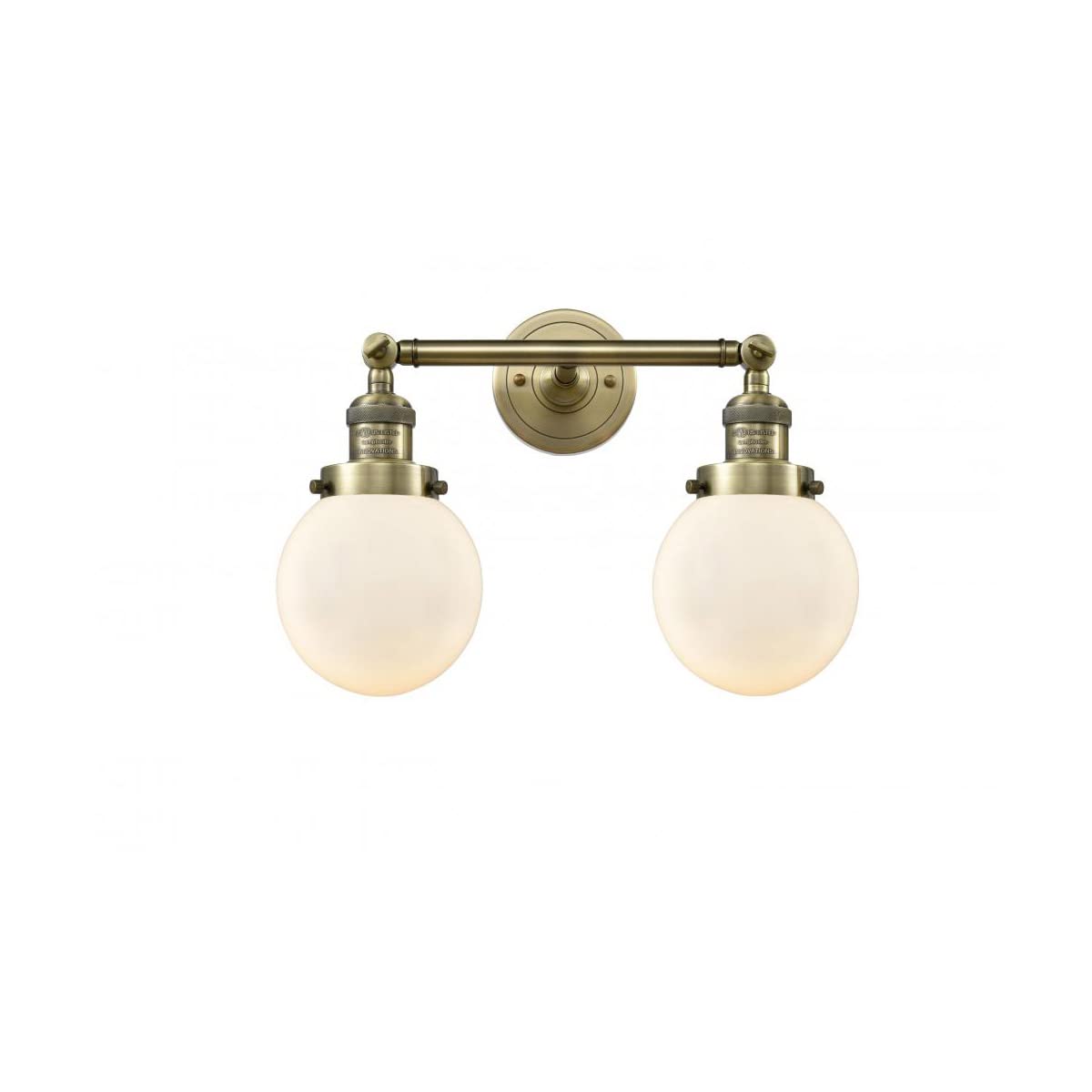 Vintage Dimmable LED Bathroom Light Fixture - 2-Light Antique Brass Finish, Energy Efficient Lighting for Bathroom Vanity, Powder Room & Dressing Area
