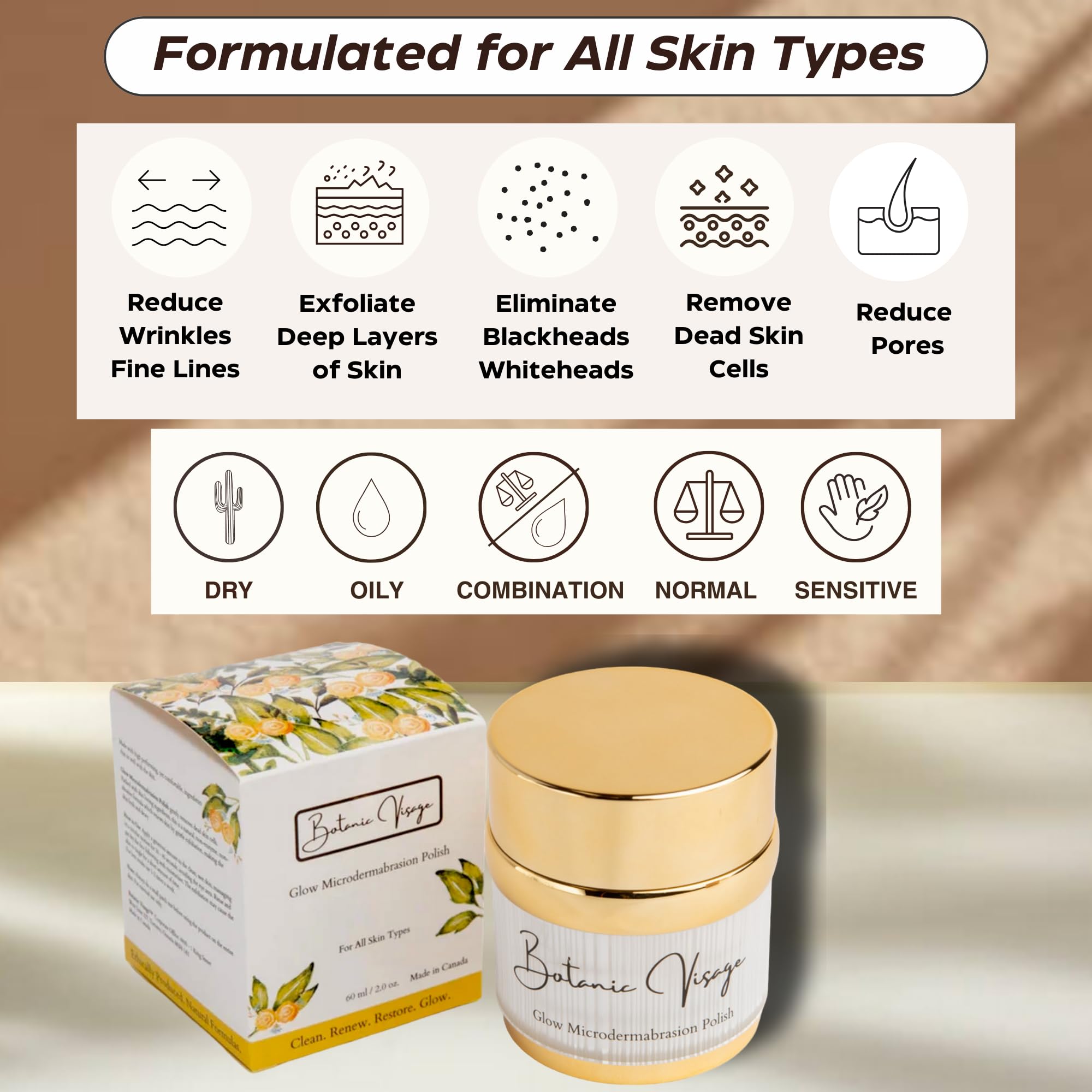 Glow Microdermabrasion Polish - Anti-Aging Face Scrub with Natural Vitamin C, Salicylic Acid & AHAs | Deep Exfoliation for Dull, Dry Skin | Reduces Pores & Wrinkles | Achieve Radiant, Smooth Skin | Perfect for Daily Skincare Routine & Spa-Like Glow at Home