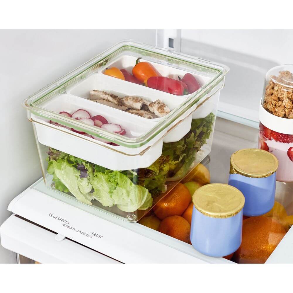 iDesign Large Tall Fridge Storage Container with Removable Insert Trays - Perfect for Organizing Leftovers, Meal Prep, and Beverages in Your Refrigerator