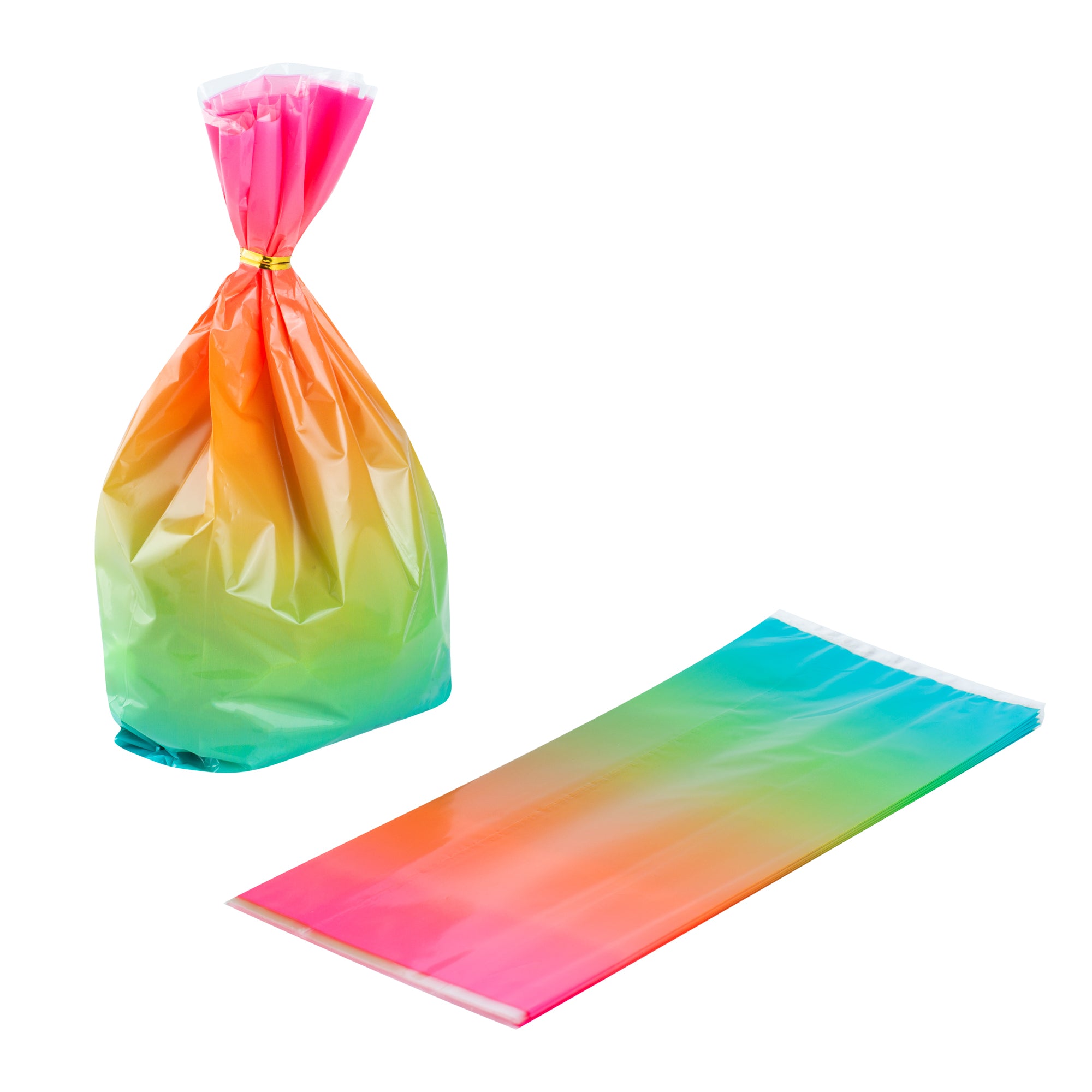 Rainbow Ombre Plastic Candy Bags - 4 x 2 x 9.5 Inches Gusseted Stand-Up Pouches (4000 Count Bulk Box) - Perfect for Candy Packaging, Party Favors & Retail Display