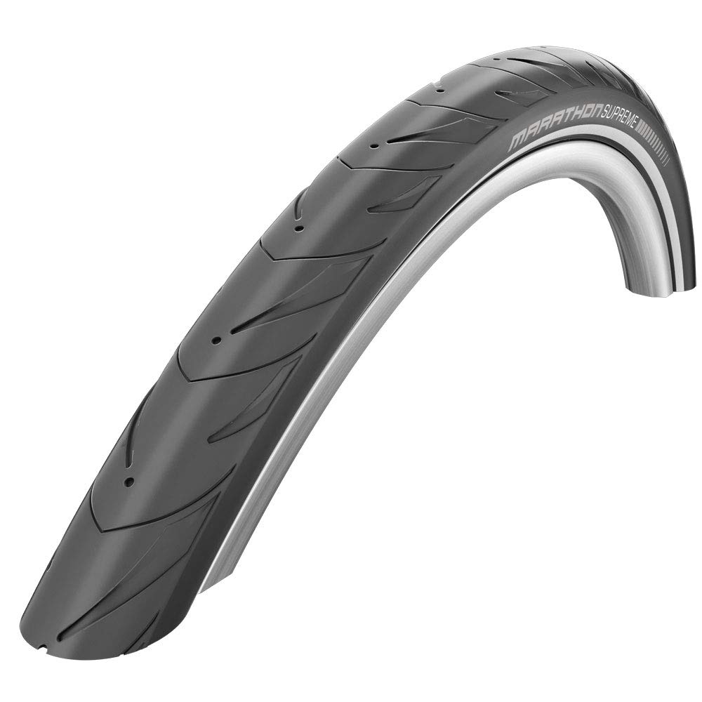 SCHWALBE Marathon Supreme Race & Road Folding Clincher Bike Tire - Multiple Sizes | Evolution Line | Black/Reflective | High-Performance Cycling for Commuting & Touring
