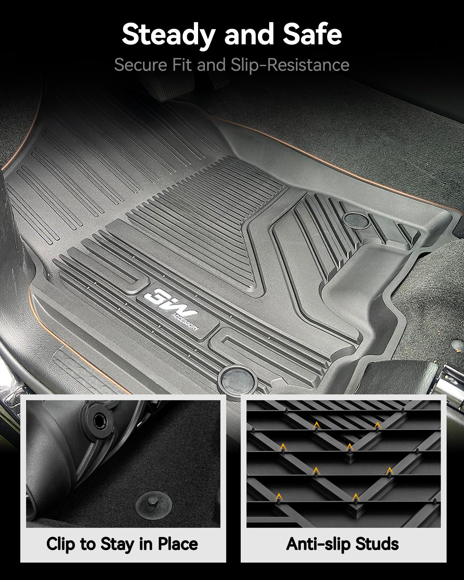 Custom Fit All-Weather TPE Floor Mats for 2019-2024 Dodge Ram 1500 Crew Cab (Excludes Classic Models) - 1st & 2nd Row Full Set Car Floor Liners | Durable Protection for Mud, Snow & Spills | Perfect for Off-Roading, Daily Commuting & Family Road Trips