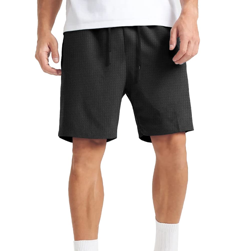 Agilelin Men's 7 Inch Classic Fit Casual Shorts with Pockets, Drawstring & Elastic Waist - Perfect for Summer, Gym, Travel & Outdoor Activities