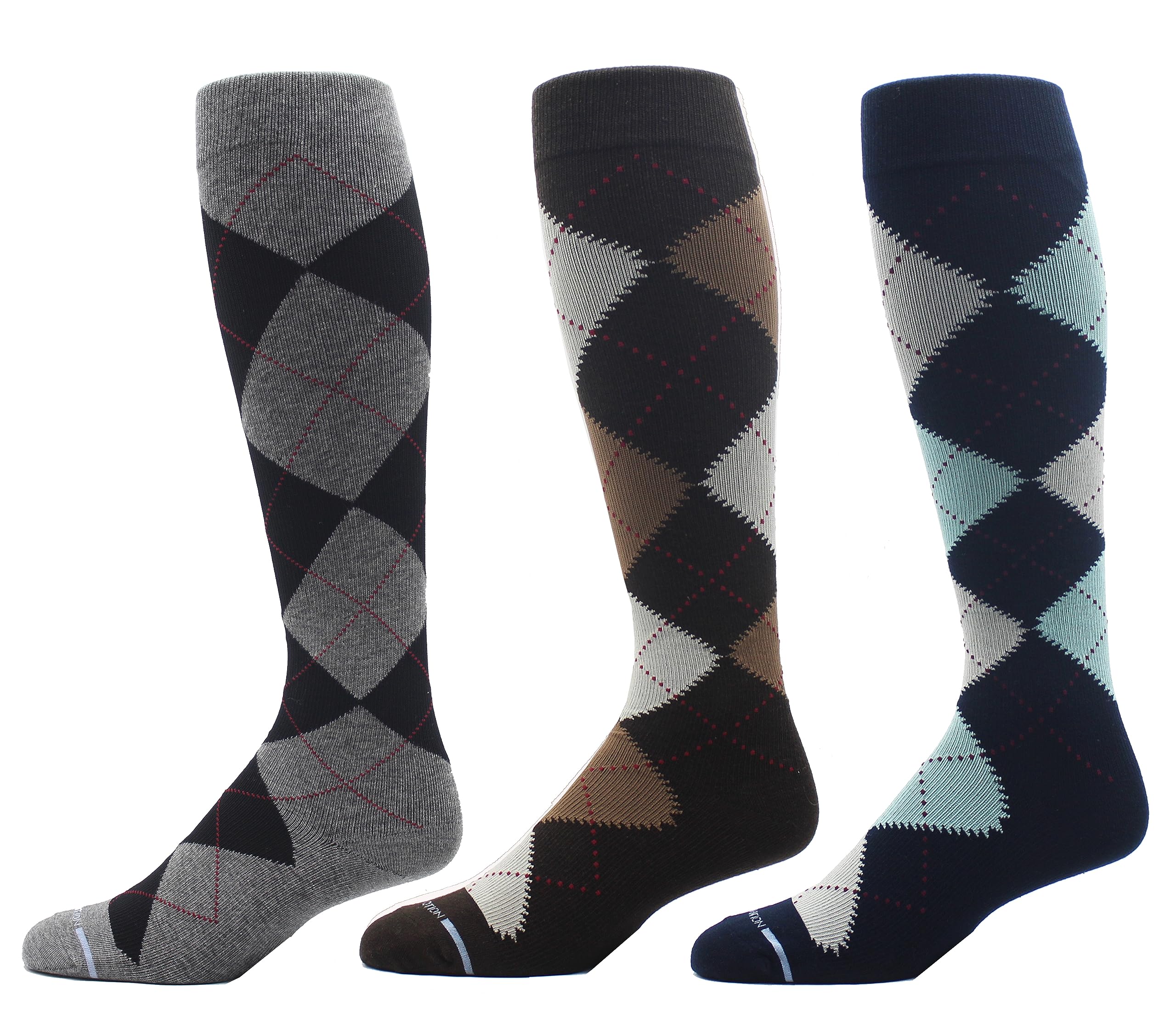 3 Pairs Men's Dr. Motion 8-15 mmHg Graduated Compression Socks Knee High for Running, Travel & Varicose Vein Relief - Black