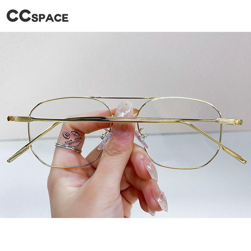 CCspace Unisex Full Rim Square Double Bridge Alloy Eyeglasses 55896 - Stylish & Durable Metal Frame Glasses for Men & Women - Perfect for Reading, Work, and Everyday Fashion