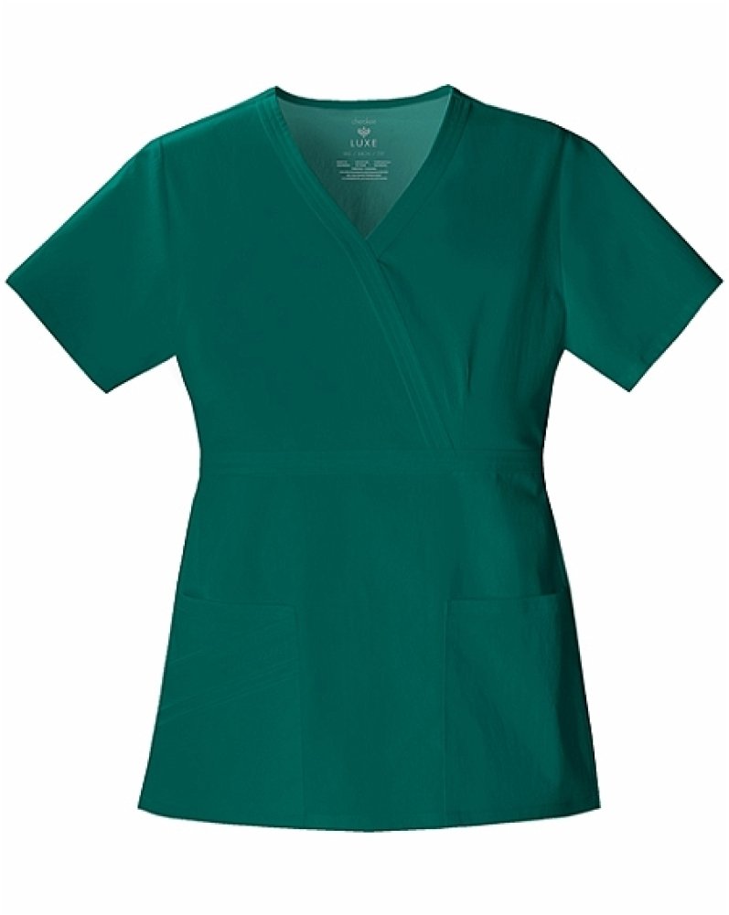 Cherokee Luxe Women's Scrubs Top Mock Wrap Style 1841 - Comfortable & Stylish Medical Uniform for Nurses & Healthcare Professionals