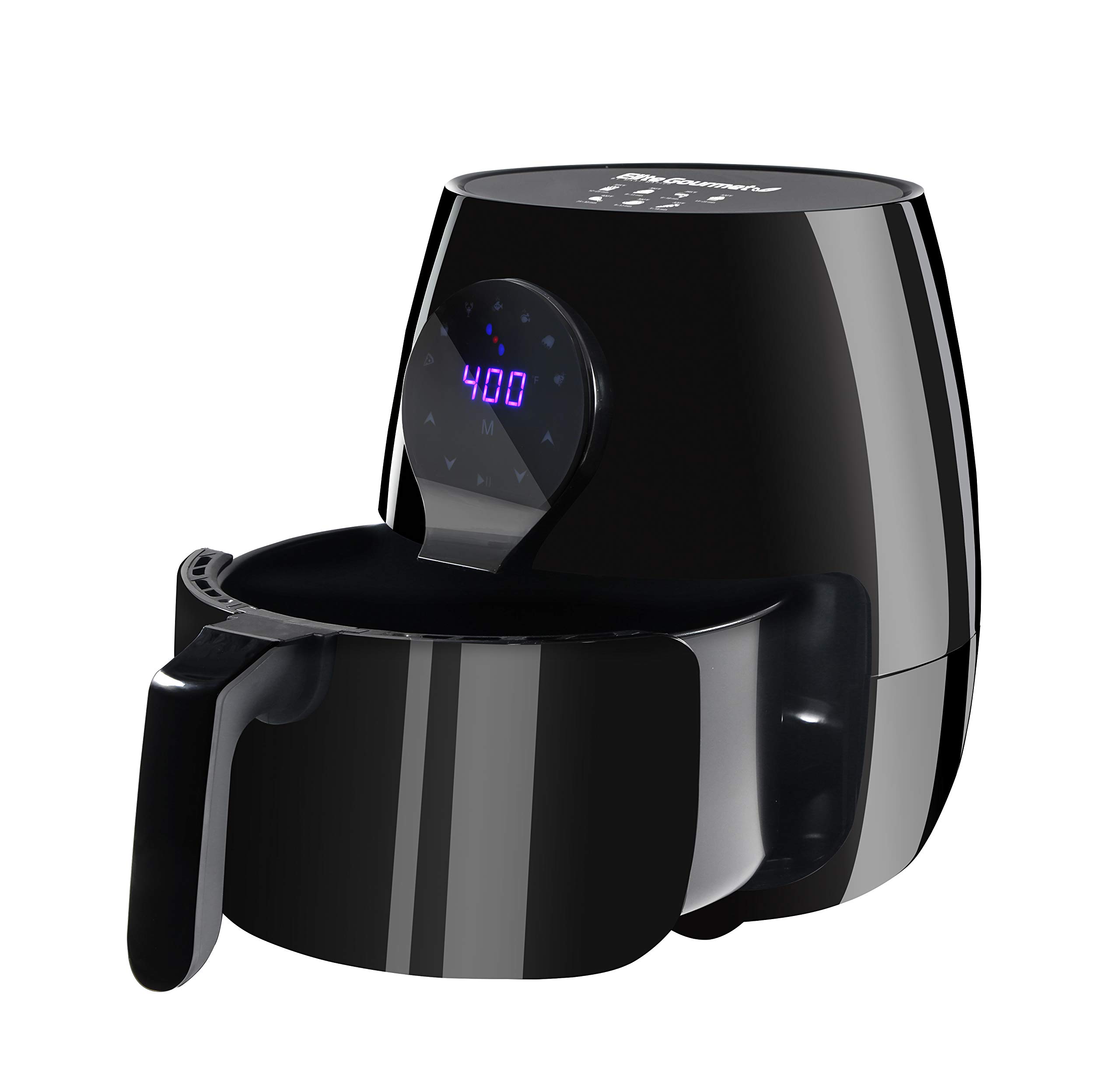 Elite Gourmet EAF5317D Digital 5.3Qt Hot Air Fryer - 7 Preset Functions, 1350W Oil-Free Healthy Cooker with Timer & Temperature Control, PFOA/PTFE Free, Black - Perfect for Crispy Fries, Chicken Wings & Family Meals