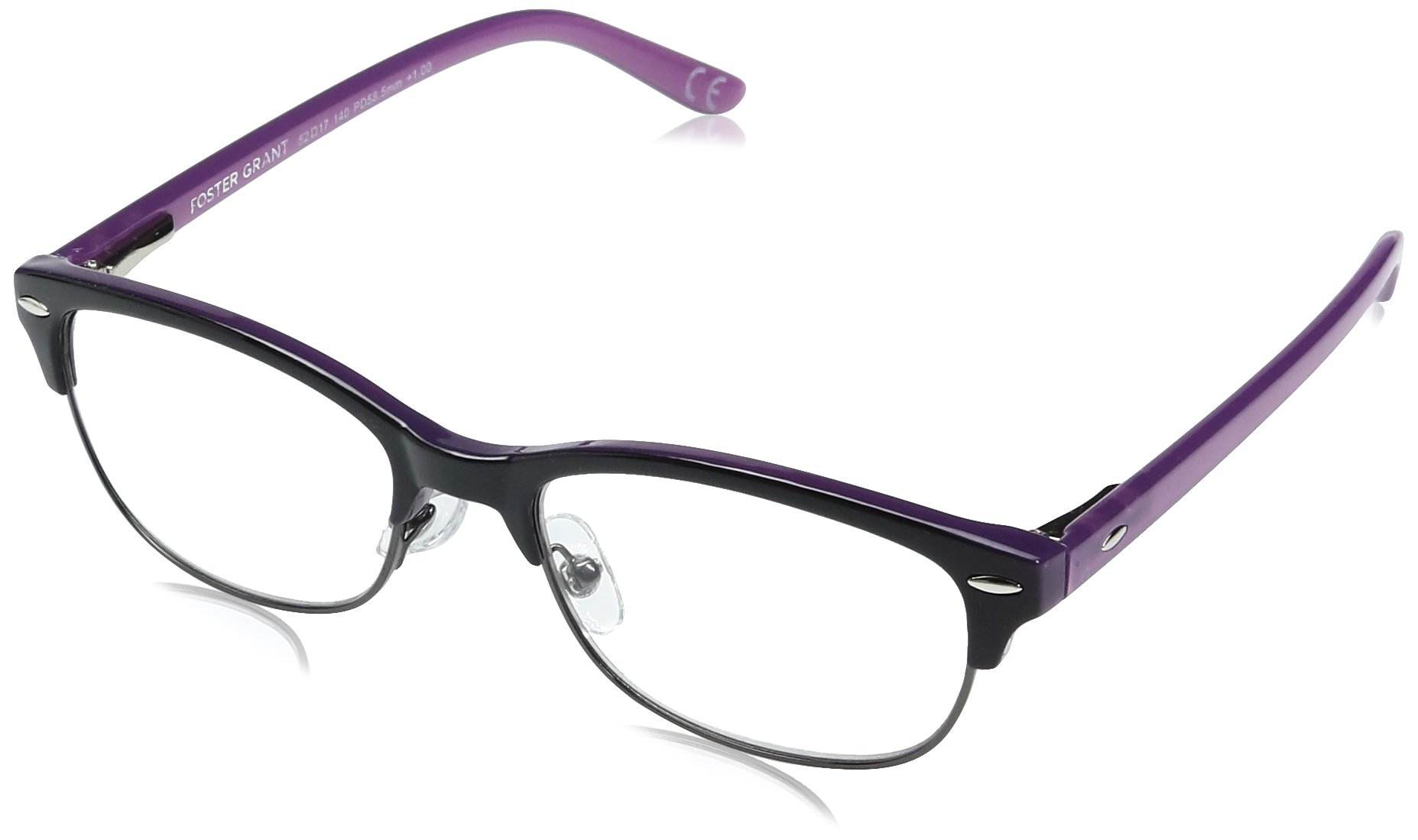 Foster Grant Women's Cleo Round Reading Glasses +1.50 to +3.50 Strength | Fashionable Lightweight Readers for Women | Perfect for Reading, Office Work & Computer Use