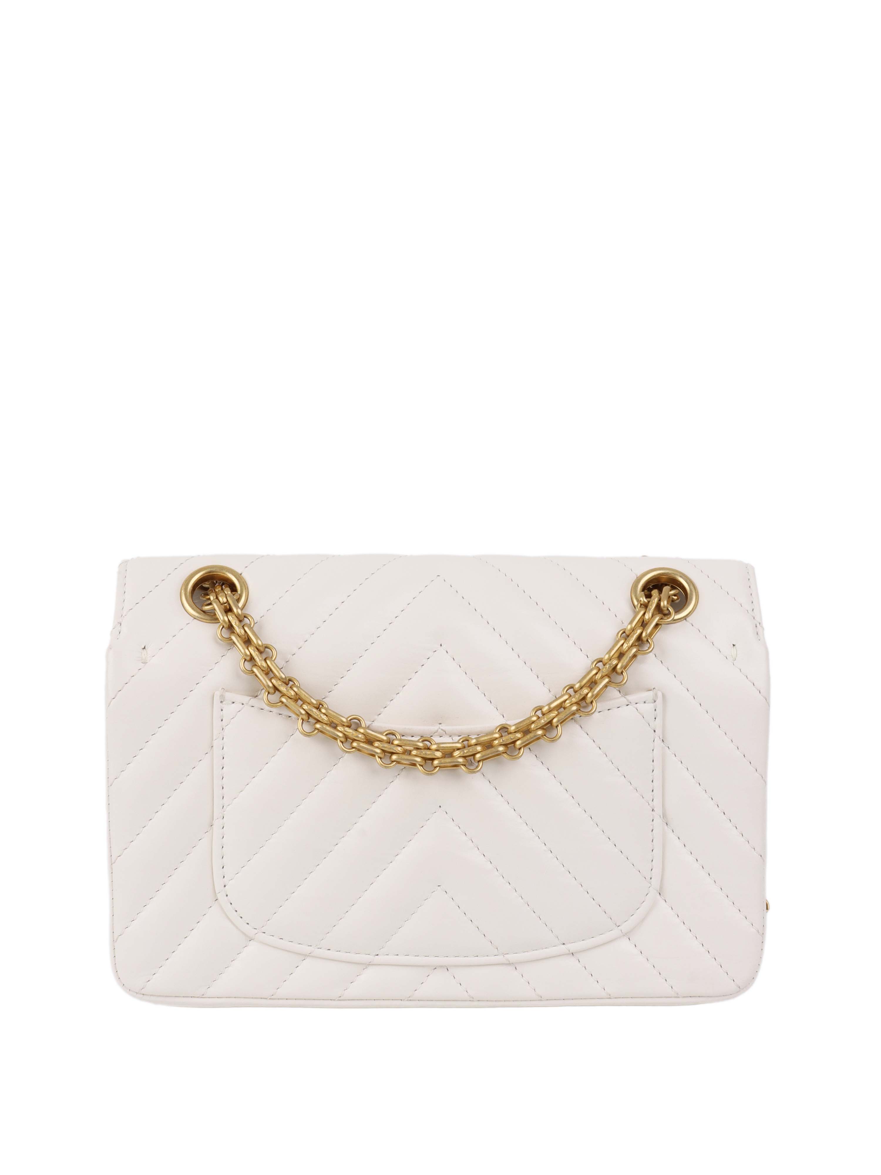 Chanel Small White Chevron 2.55 Classic Flap Bag - Luxury Designer Handbag for Women, Perfect for Everyday Use & Special Occasions