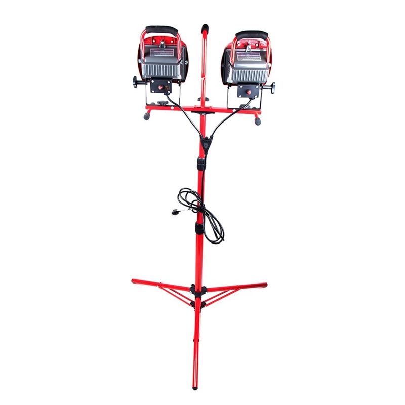 4-Level Adjustable Twin Halogen Work Light with Tripod Stand - Perfect for Construction, Auto Repair, and Home DIY Projects