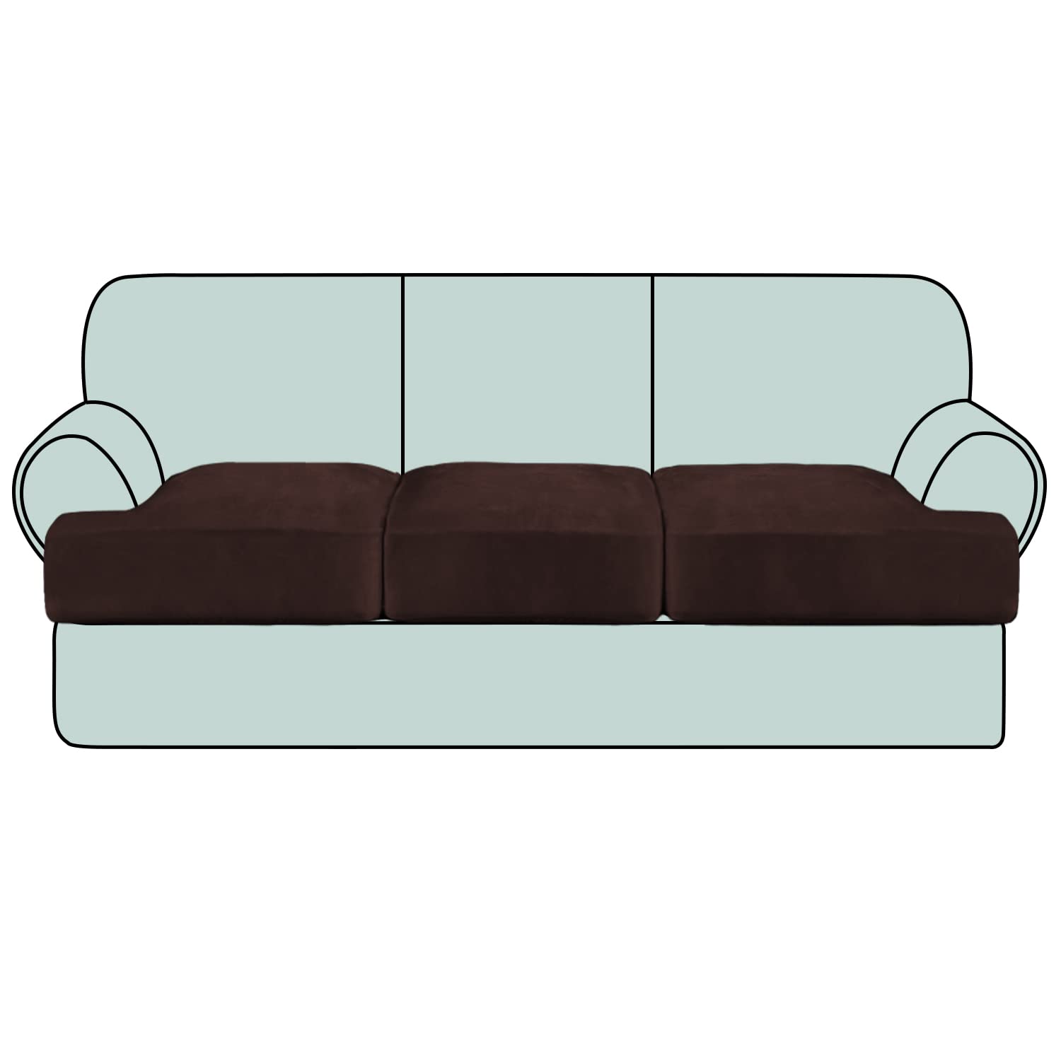 Stretch Velvet Sofa Slipcovers 3-Piece Set - Elastic Thickening Couch Covers for 3-Seat Sofa (Brown) | Soft & Durable Velvet Fabric | Perfect for Living Room, Family Room & Home Decor