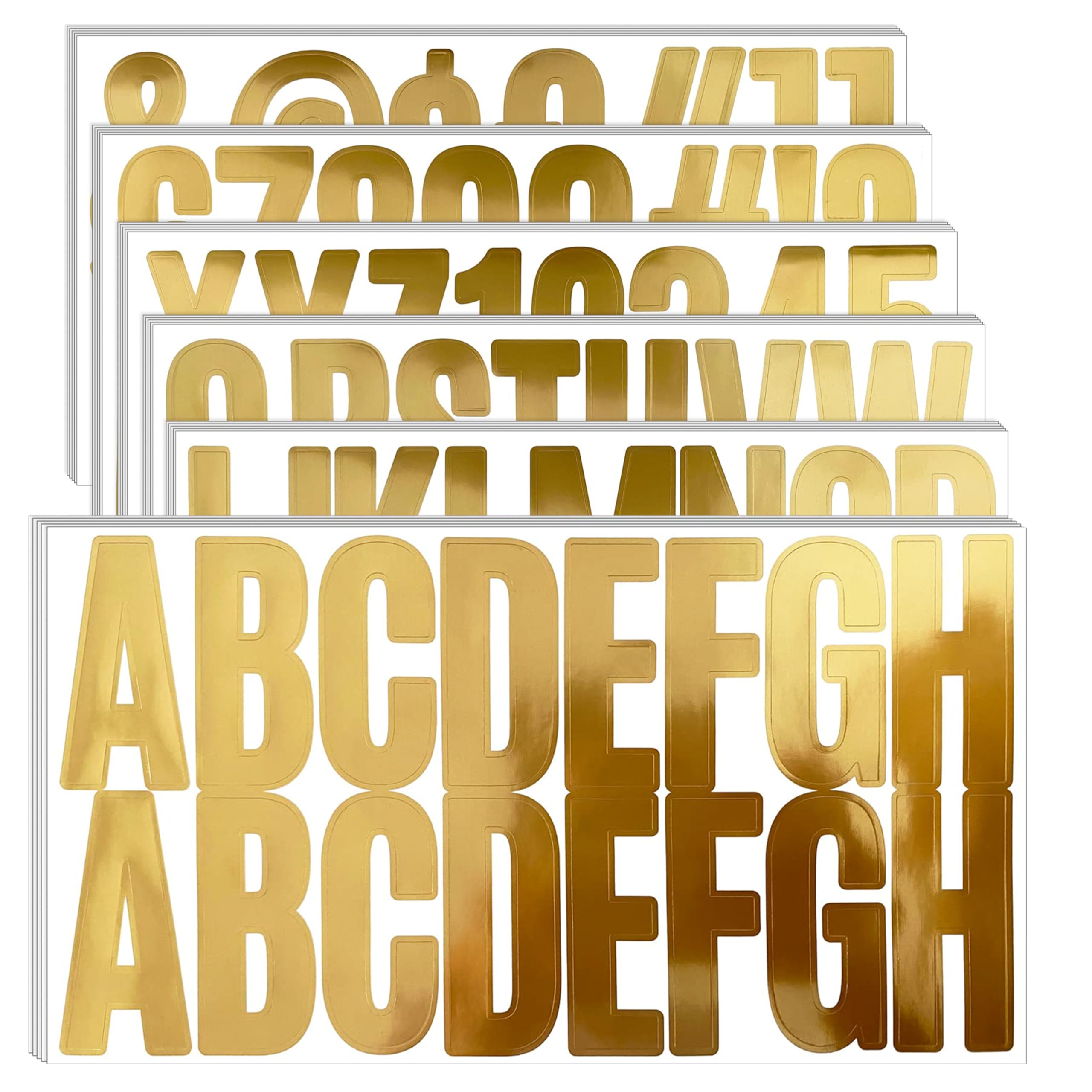 24 Sheets 2.5 Inch Gold Letter Stickers - Metallic Alphabet Stickers for DIY Crafts, Scrapbooking, Mailbox Numbers, Cars & Laptops - Waterproof Self-Adhesive Vinyl Stickers for Bulletin Boards, Posters, Motorcycles & Home Decor
