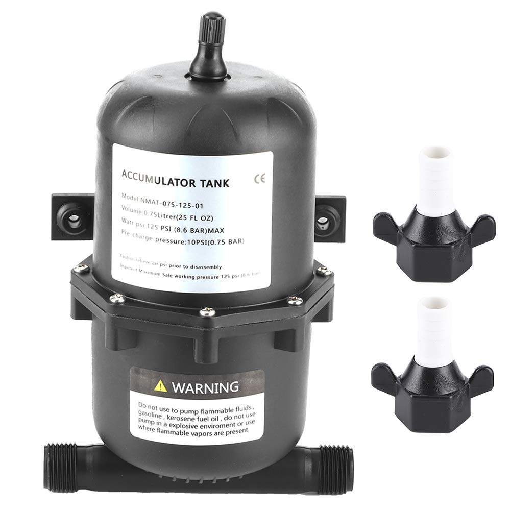 Akozon 0.75L Portable Accumulator Pressure Tank - 125PSI Water Pump Control for Marine, RV, Boat - Waterproof & Durable for Smooth Water Flow in Camping, Sailing & Off-Grid Living