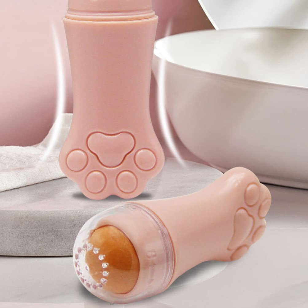 1pc Pink Volcanic Stone Oil-Absorbing Roller Ball - Face Massage Tool for Skincare, Oil Control & Makeup Removal - Natural Volcanic Rock Skin Care Gadget for Home & Travel Use