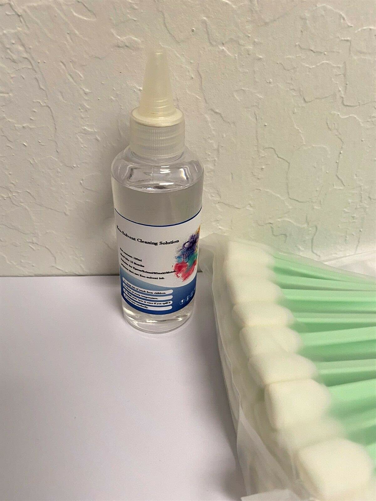 Inkpro 100ml Premium Universal Printer Cleaning Solution - Compatible with ECO Solvent Printers (Mimaki, Roland, Mutoh) - Includes Line Head Plus Cleaning Swabs - Ideal for Print Shop Maintenance & Nozzle Cleaning