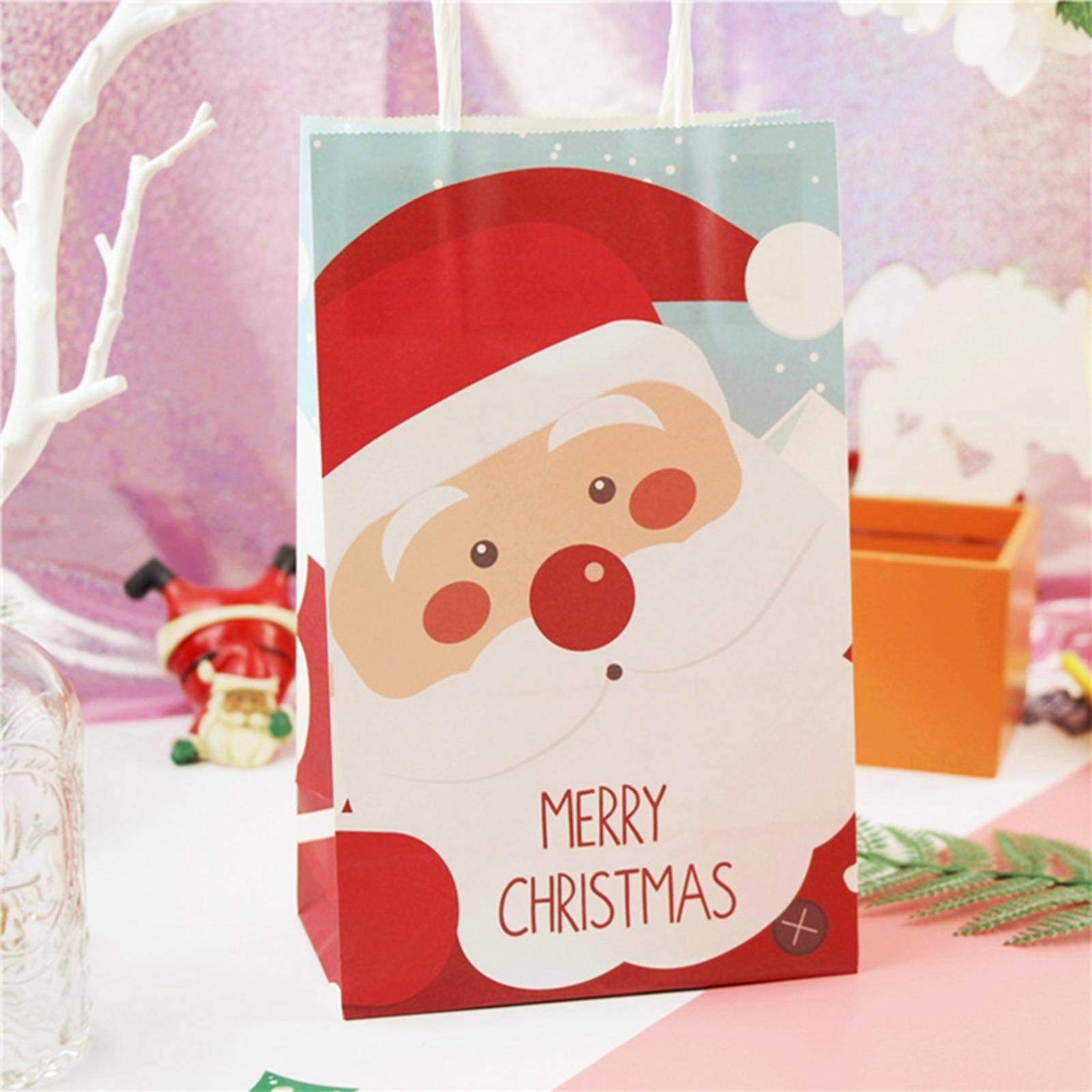 Eco-Friendly Kraft Paper Christmas Gift Bags - Portable & Fashionable Holiday Tote Bags for Festive Party Gifts, Wrapping & Storage | Perfect for Christmas Parties, Office Exchanges & Holiday Decorations