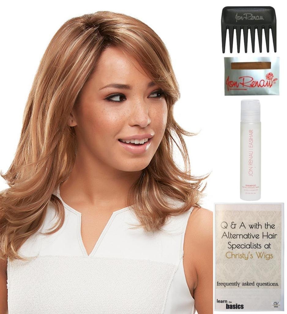 Jon Renau Gisele Wig Bundle - 5 Items Including Wig, Booklet, Travel Shampoo, Wig Cap & Comb (Color 4/27/30) | Perfect for Travel, Cosplay & Everyday Wear