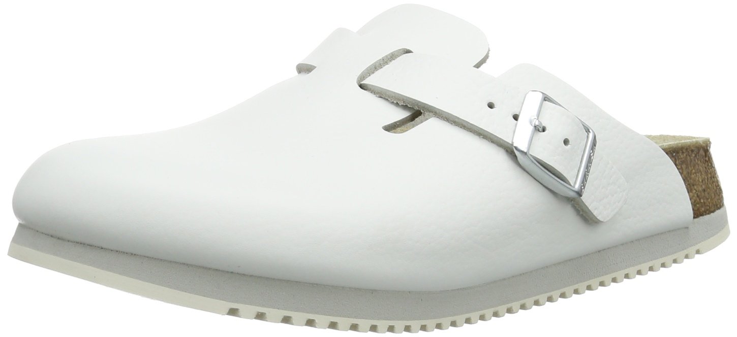 Birkenstock Women's Boston Soft Footbed Clogs - Iron Oil Leather Narrow Fit (EU 36) | Comfortable Slip-On Shoes for Nurses, Chefs & Home Use