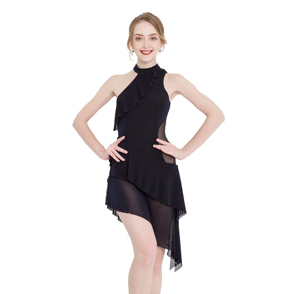 Royal Smeela Women's Sexy Latin Dance Dress - Halter Neck Ballroom Tango Outfit for Salsa, Bachata & Performance | Perfect for Dance Competitions & Parties