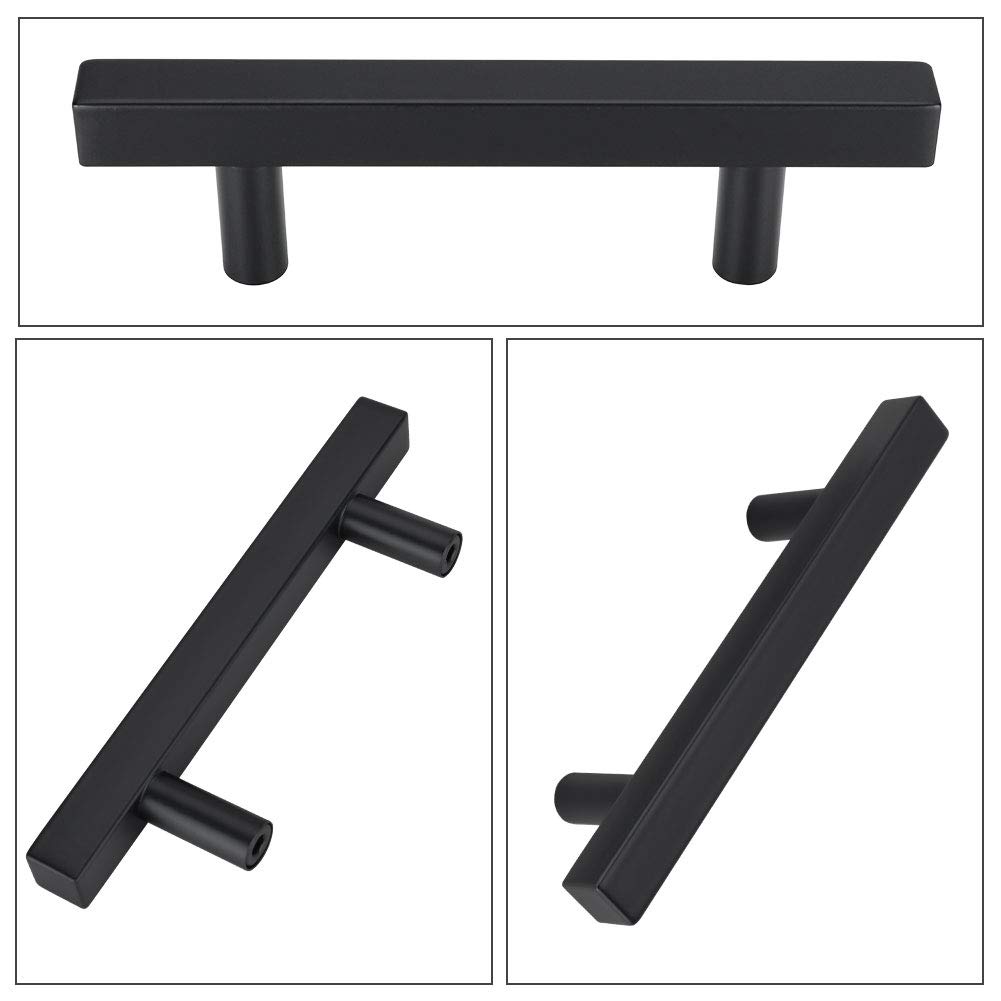 Peaha 50-Pack Black Cabinet Pulls - 3 Inch Modern T-Pull Drawer Handles for File Cabinets & Dressers (PHJ22BK76) | Durable Hardware for Office Furniture & Home Storage Organization