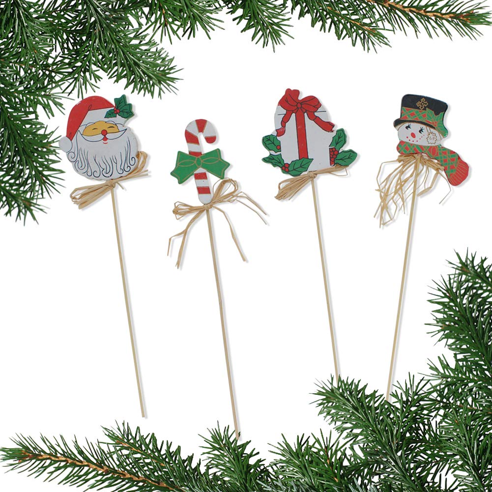 3 Pack Christmas Yard Decorations - Santa Claus, Candy Cane & Snowman Garden Stakes for Flower Pots, Lawn & Holiday Display | Perfect for Front Yard, Porch & Winter Festival Decor