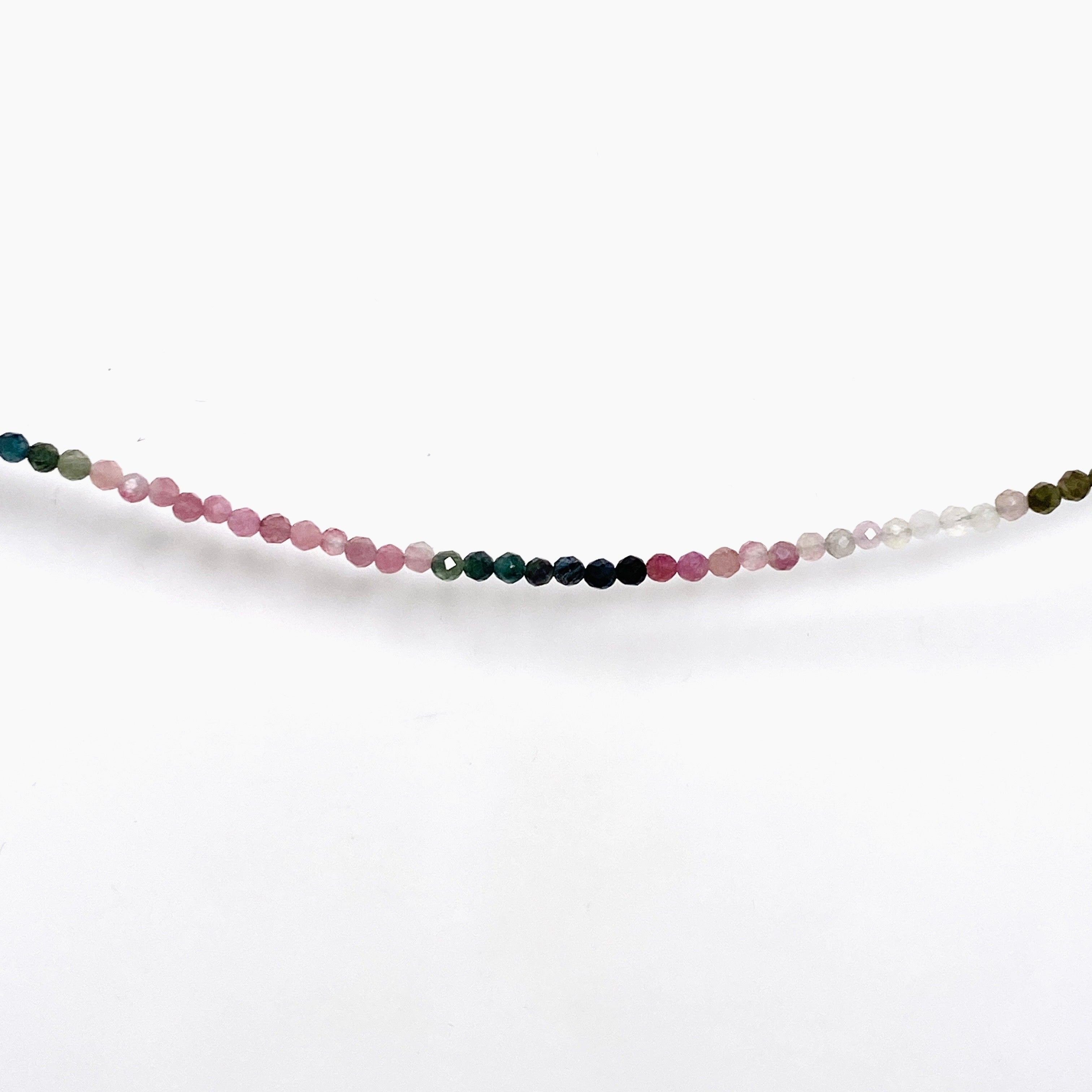 Micro Bead Necklace with Tourmaline Stones - Mixed Colors for Yoga, Meditation & Boho Fashion