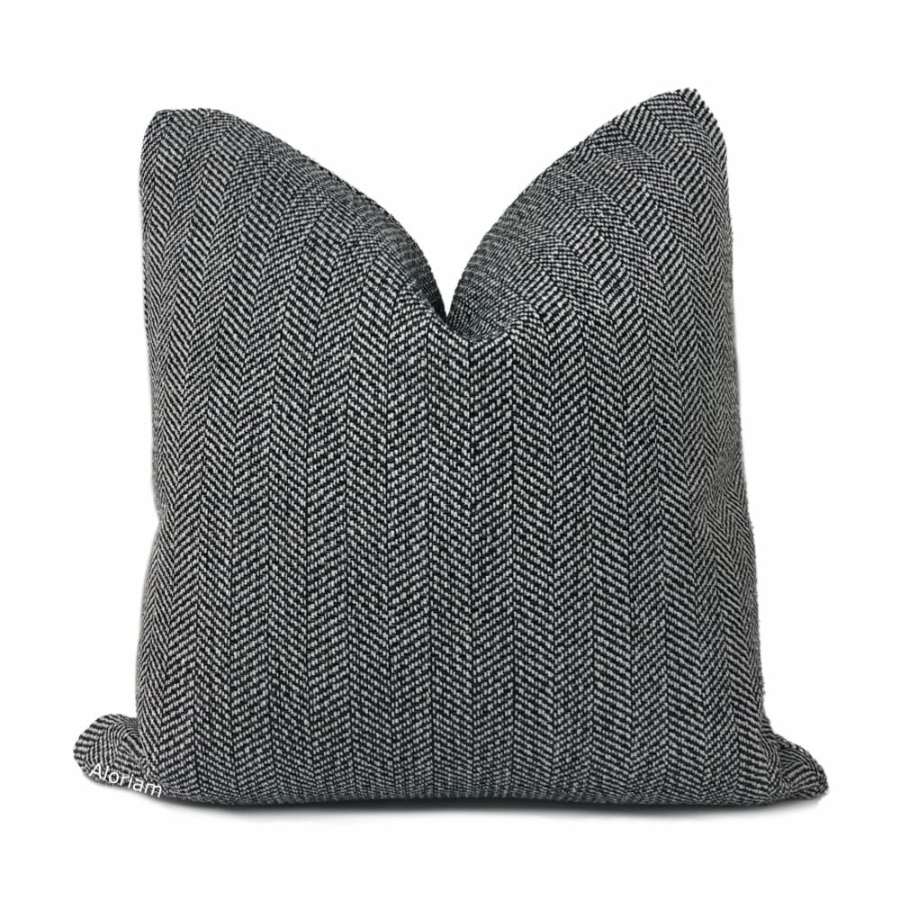 Byron Herringbone Pillow Cover - Salt & Pepper Design - Decorative Throw Pillow Covers for Sofa, Bed, Living Room & Home Decor