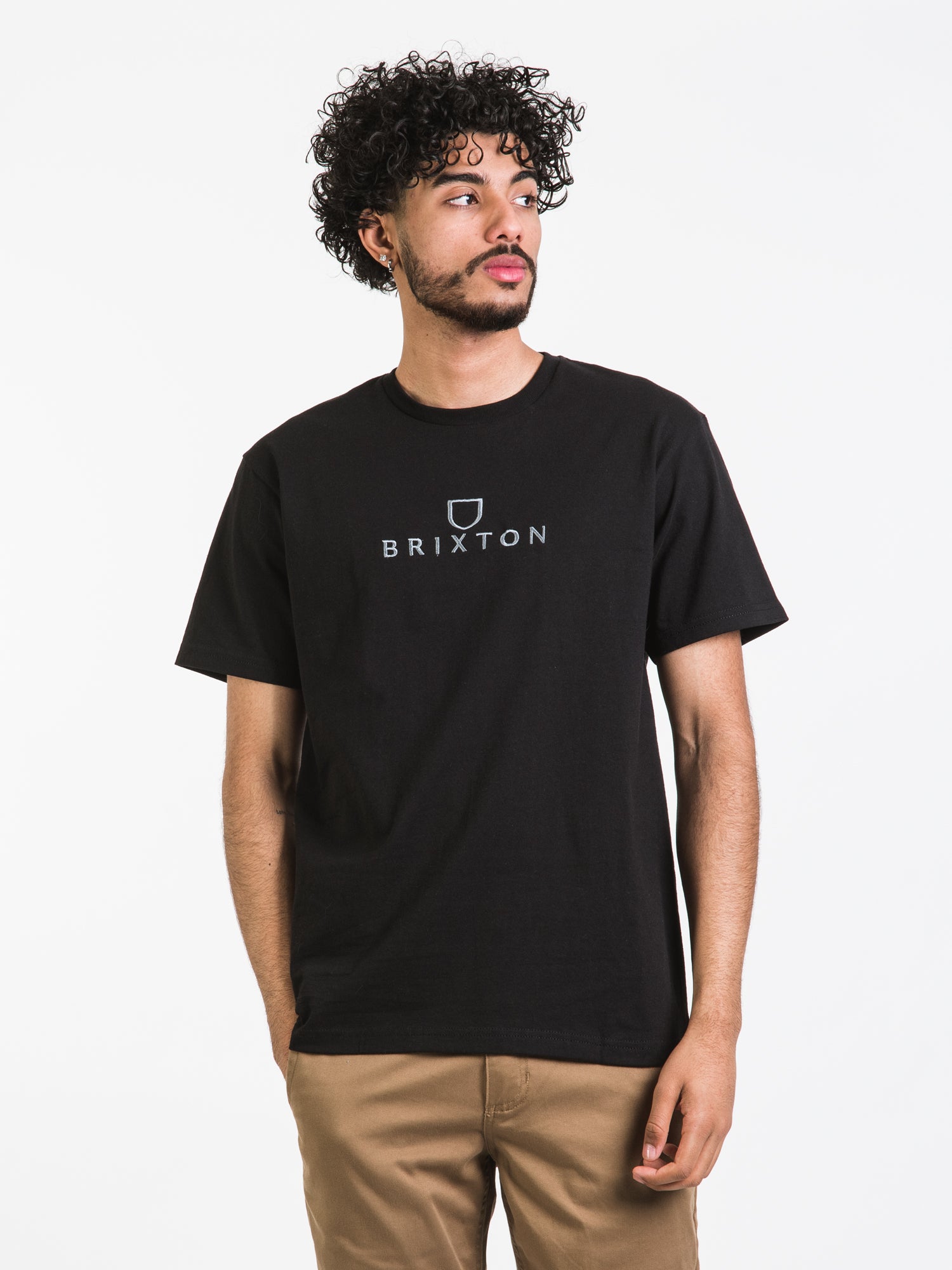 BRIXTON ALPHA THREAD Short Sleeve Embroidered T-Shirt for Men | Casual Summer Tee | Streetwear Fashion | Perfect for Outdoor Activities and Daily Wear
