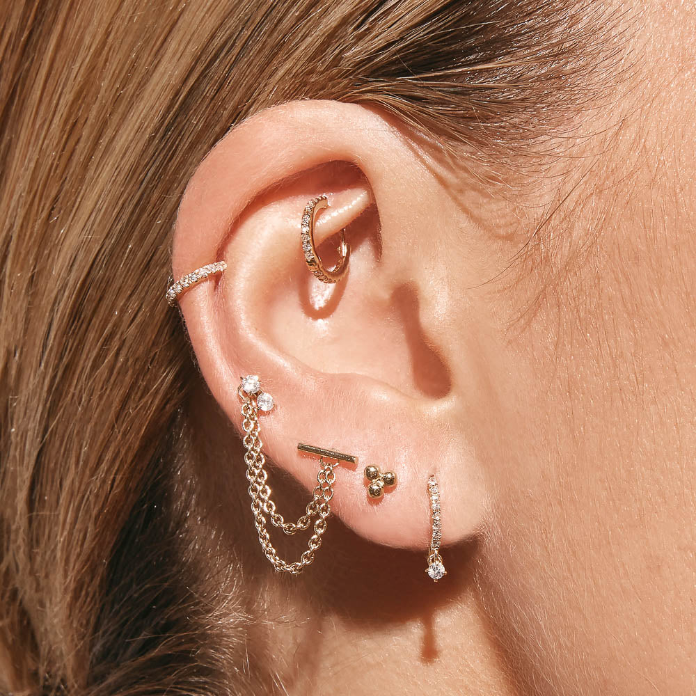 10k Gold Diamond Drop Single Huggie Earrings for Women - Minimalist Dainty Everyday Jewelry for Work, Date Night & Special Occasions