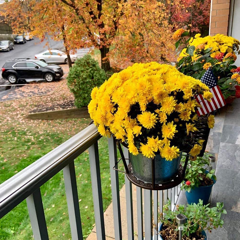 Iron Art Hanging Flower Pot Holder - 2 Pack Metal Railing Planters for Balcony, Fence, Porch | Rust-Resistant Outdoor Hanging Baskets for Flowers & Plants | Perfect for Patio Decor & Garden Landscaping