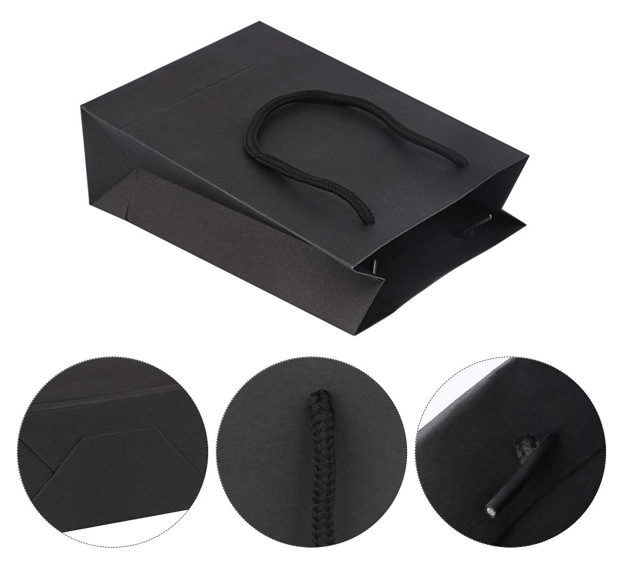 30 Pack Small Black Gift Bags with Cotton Handles - 5x2x7.5 Inches Elegant Paper Gift Bags for Parties, Weddings, Baby Showers & Holiday Presents - Perfect for Jewelry, Candles & Small Gifts