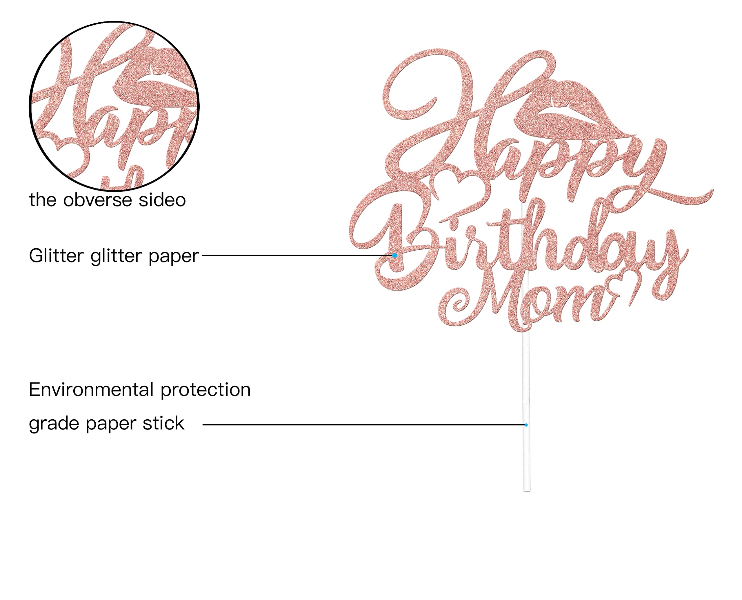 Best Mom Ever Cake Topper - Rose Gold Happy Birthday & Mother's Day Decorations for Parties | Perfect for Mother's Day Celebrations, Birthday Cakes, and Special Occasions
