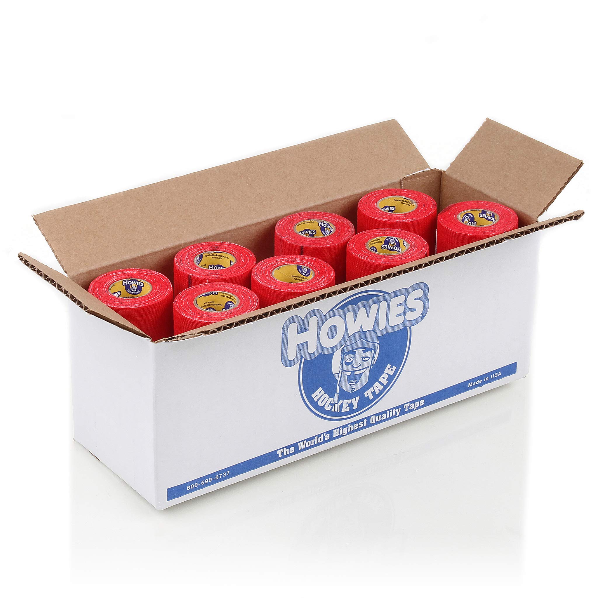Howies Hockey Tape - Red Stretchy Grip Hockey Tape (12 Pack) | Premium Hockey Stick Grip Tape for Enhanced Control | Ideal for Ice Hockey, Street Hockey & Training Sessions