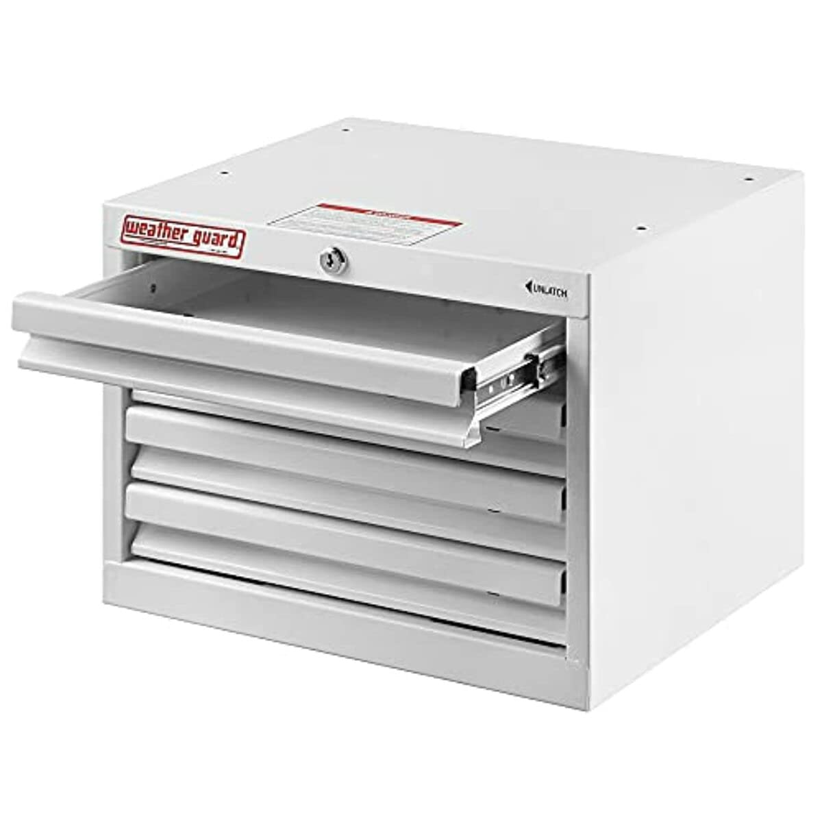 Weather Guard 9914302 4-Drawer Tall Storage Cabinet in White - Perfect for Garage, Workshop, Office & Home Organization