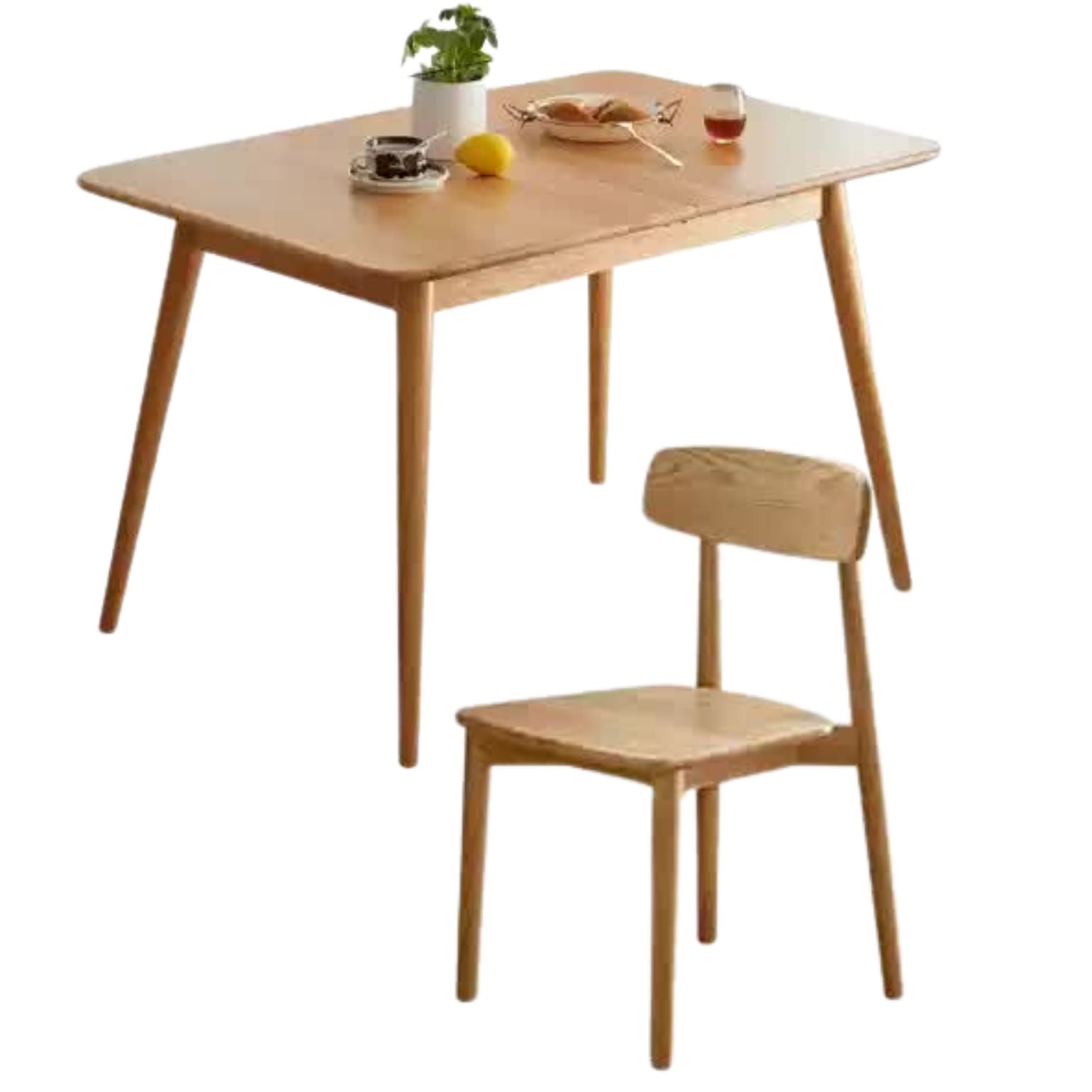 Solid Oak Wood Extendable Dining Table - Expandable for 6 to 8 People - Perfect for Small Spaces & Family Gatherings