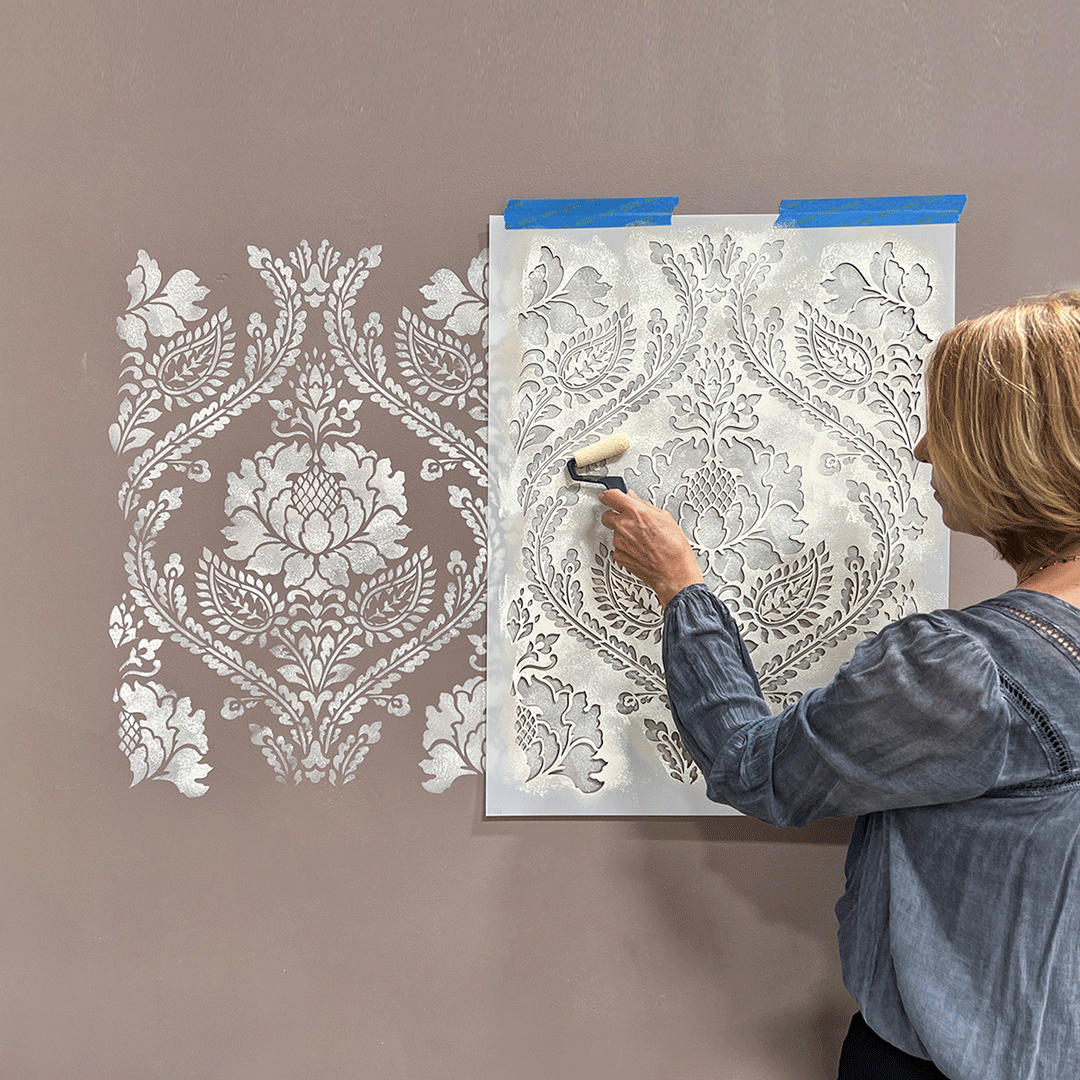 Windsor Damask Wall Stencil - Reusable DIY Painting Template for Home Decor, Accent Walls & Furniture - Perfect for Bedroom, Living Room & Office Design