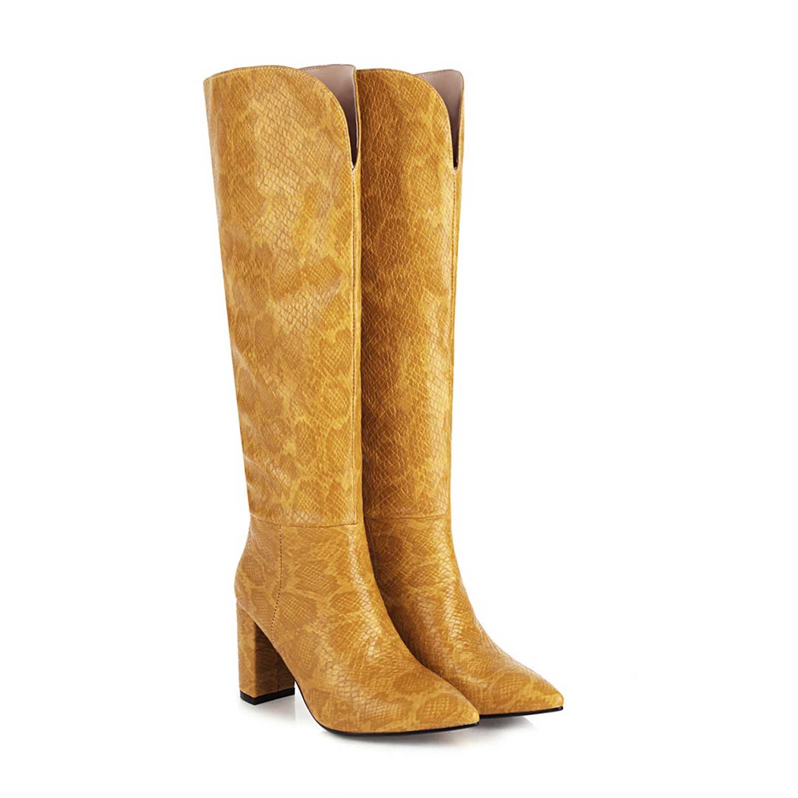 Women's Casual Knee High Boots - Elegant Flat Heel Winter Boots in Black & Brown | Warm Comfortable Winter Shoes for Daily Wear, Office & Outdoor Activities