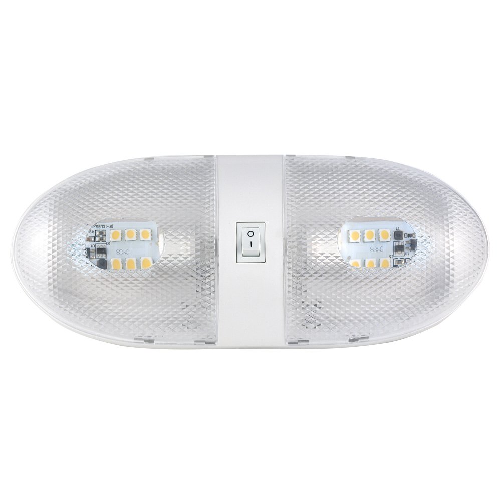 Lumitronics RV 12V Double LED Ceiling Dome Light with On/Off Switch & Removable Lenses (2-Pack) - Perfect for Camper Van, Motorhome & Boat Interior Lighting