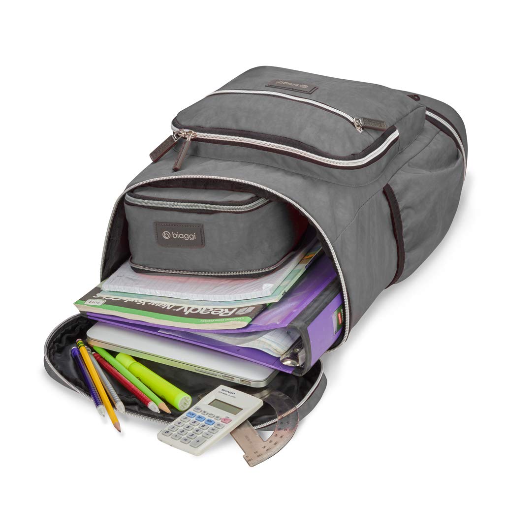 Biaggi Zipsak TSA-Friendly Travel Laptop Backpack for 16-Inch Notebook - Stylish & Durable Computer Bag for Men & Women - Perfect for College, Business Trips, Work Commute & Air Travel