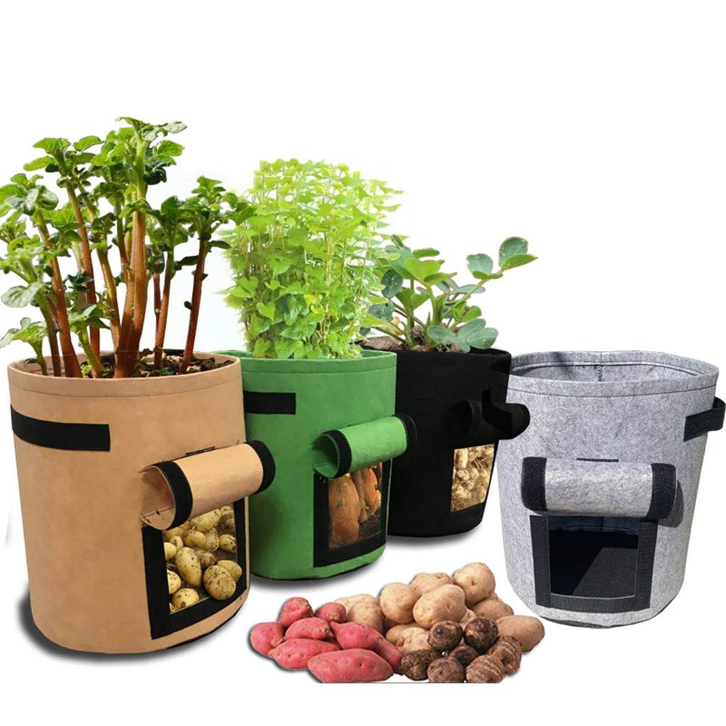 Melupa Potato Grow Bags - 5 Pack Fabric Planters with Handles & Access Flap for Growing Potatoes, Carrots, Peanuts & Onions | Durable Garden Vegetable Planting Bags for Home Gardening & Outdoor Use