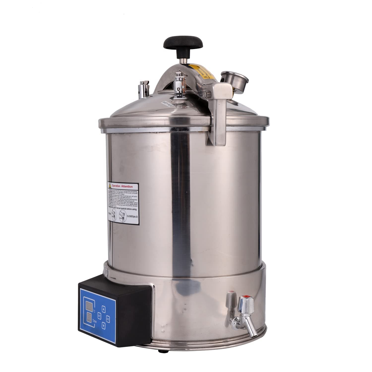 24L Portable Electric Autoclave Sterilizer - Automatic Digital Display, Stainless Steel, High Pressure Steam for Medical, Dental, Tattoo & Beauty Tools (YX-24HDD) - Perfect for Clinics, Salons & Home Use