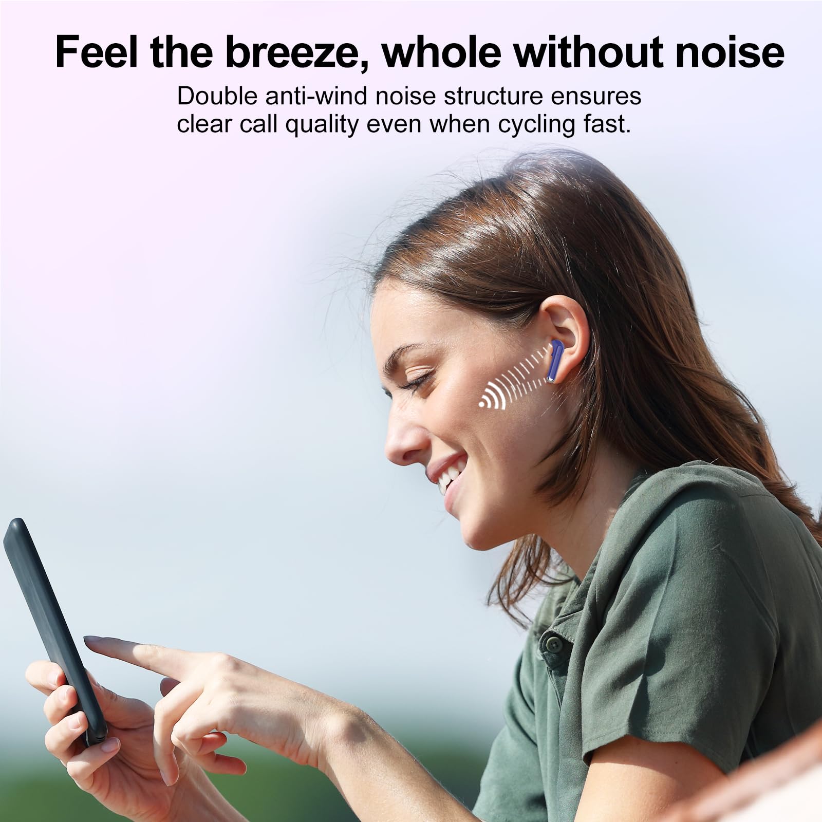 2025 Bluetooth 5.3 Wireless Earbuds with ENC Mic & LED Display - 30H Playtime IP7 Waterproof for Gym & Running - Dark Blue