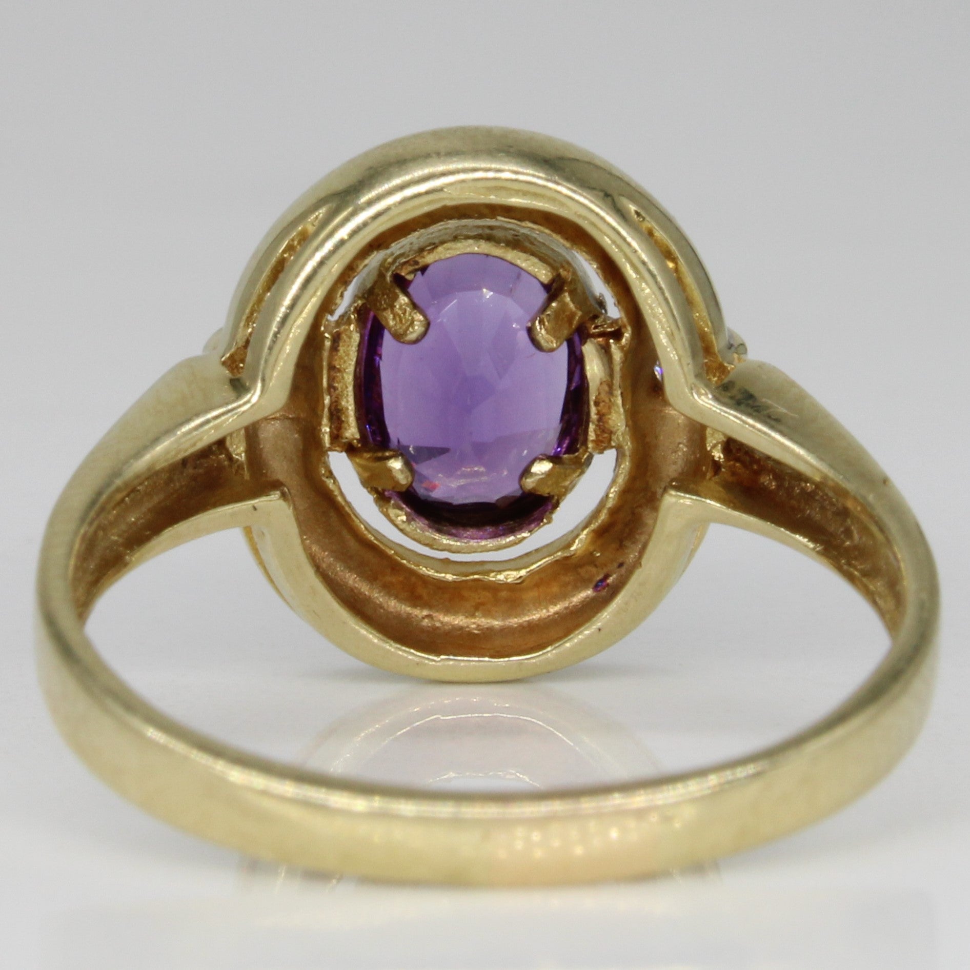 Birks Amethyst & Diamond Ring - 0.50ct Amethyst with 0.01ctw Diamond Accents - Size 7.25 - Elegant Purple Gemstone Jewelry for Women - Perfect for Weddings, Anniversaries & Special Occasions