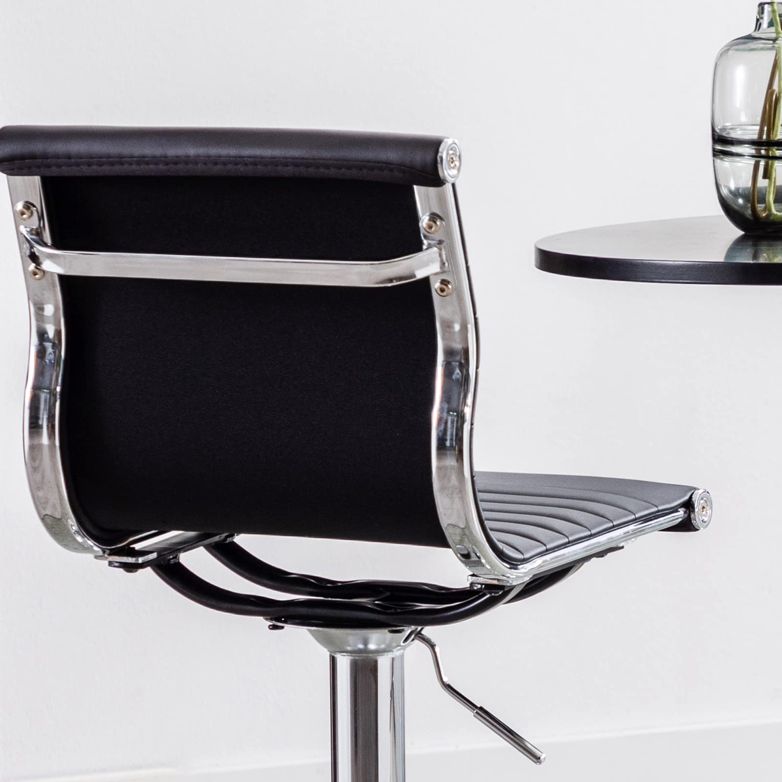 4-Pack Adjustable Height Metal Bar Stools - Modern Black PU Leather Armless Counter Stools with Chrome Base for Kitchen Island, Home Bar & Dining Room - Perfect for Entertaining & Small Spaces