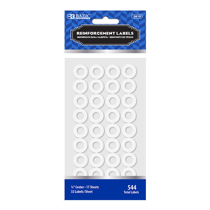 BAZIC 544-Pack White Round Reinforcement Labels for Paper, Binders & Notebooks - Perfect for School, Office & Organizing Documents